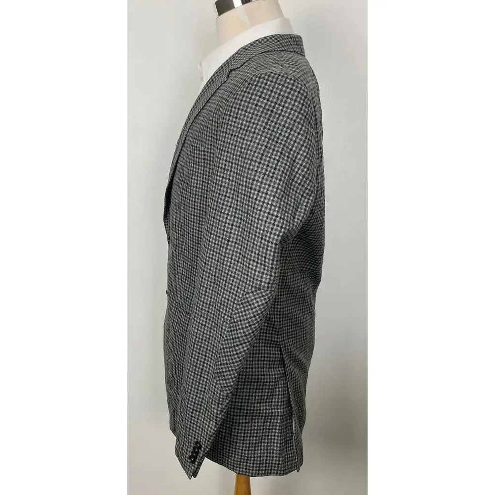 HUGO BOSS The Smith Lanificio Tesse Biella plaid 2-button wool jacket blazer 42L